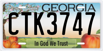 GA license plate CTK3747