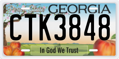 GA license plate CTK3848