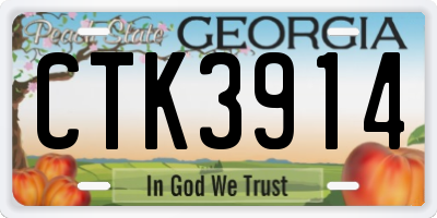 GA license plate CTK3914