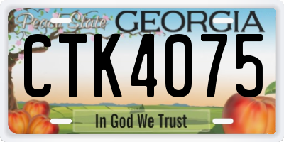 GA license plate CTK4075