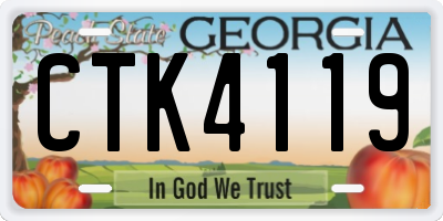GA license plate CTK4119