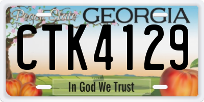 GA license plate CTK4129
