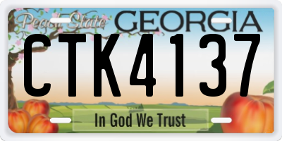 GA license plate CTK4137
