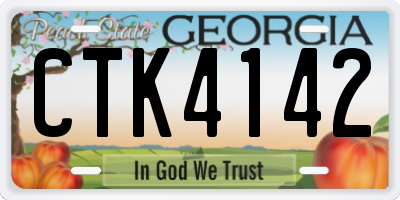 GA license plate CTK4142