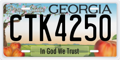GA license plate CTK4250