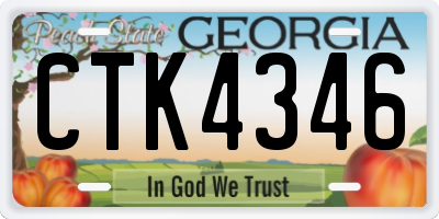 GA license plate CTK4346