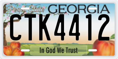 GA license plate CTK4412