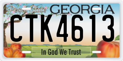 GA license plate CTK4613