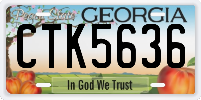 GA license plate CTK5636