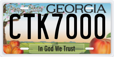 GA license plate CTK7000