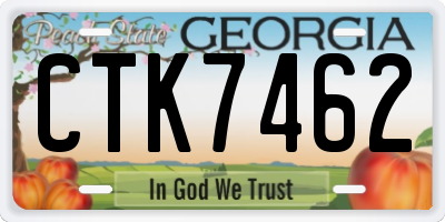 GA license plate CTK7462