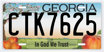 GA license plate CTK7625