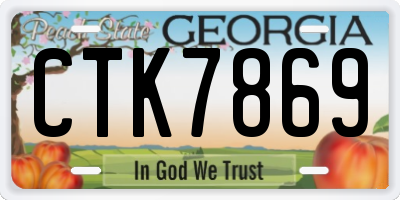 GA license plate CTK7869