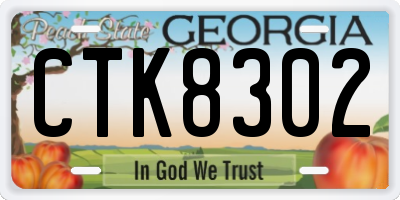 GA license plate CTK8302