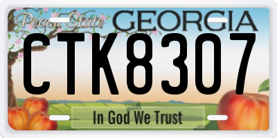 GA license plate CTK8307