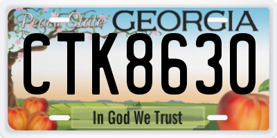 GA license plate CTK8630