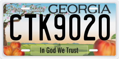 GA license plate CTK9020