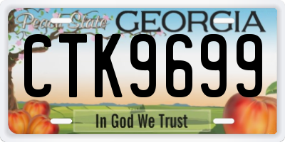 GA license plate CTK9699