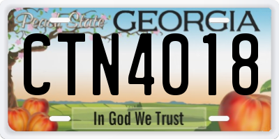 GA license plate CTN4018