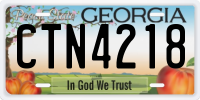 GA license plate CTN4218