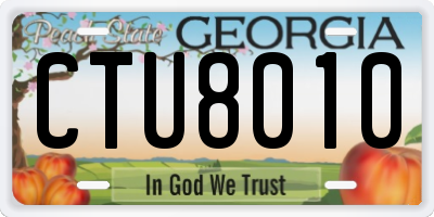 GA license plate CTU8010
