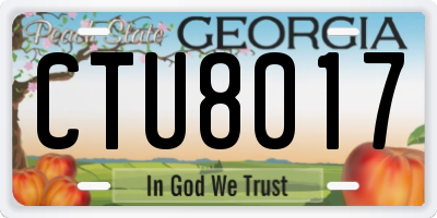 GA license plate CTU8017