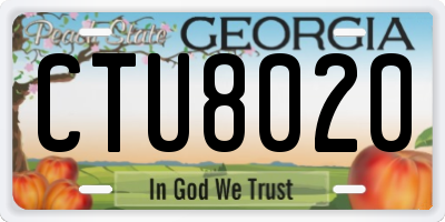 GA license plate CTU8020
