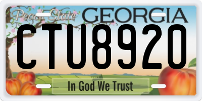 GA license plate CTU8920