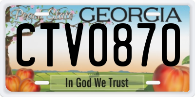 GA license plate CTV0870