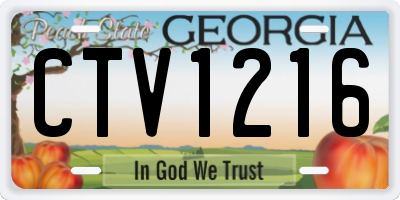 GA license plate CTV1216