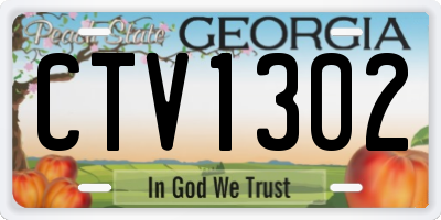 GA license plate CTV1302