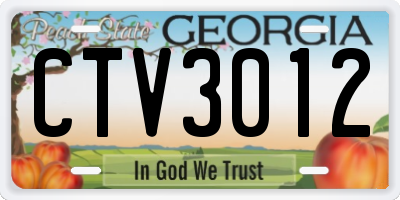 GA license plate CTV3012