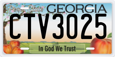 GA license plate CTV3025
