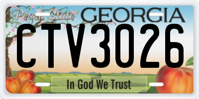 GA license plate CTV3026