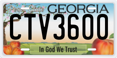 GA license plate CTV3600