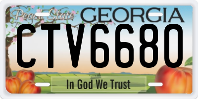 GA license plate CTV6680