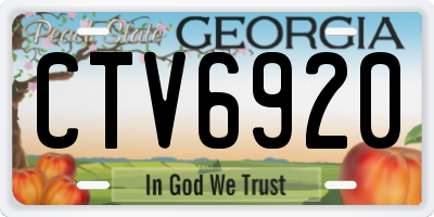 GA license plate CTV6920