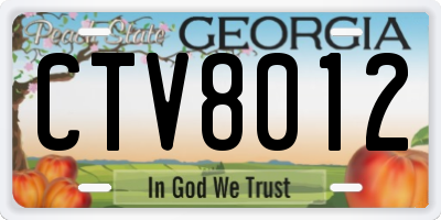 GA license plate CTV8012