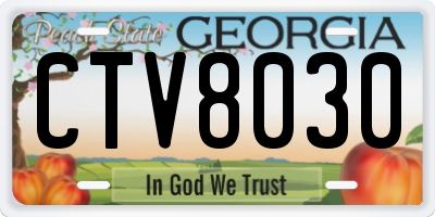 GA license plate CTV8030