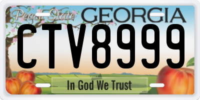 GA license plate CTV8999