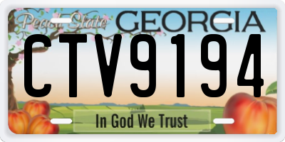 GA license plate CTV9194