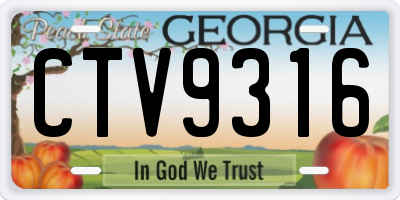 GA license plate CTV9316