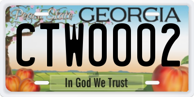 GA license plate CTW0002