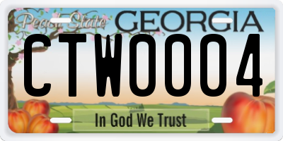 GA license plate CTW0004