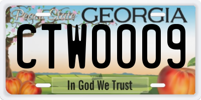 GA license plate CTW0009