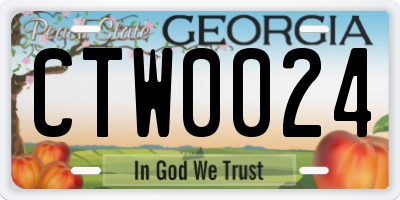 GA license plate CTW0024