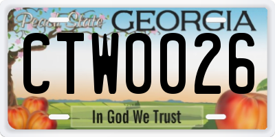 GA license plate CTW0026