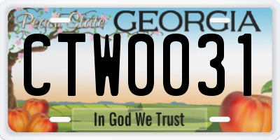 GA license plate CTW0031