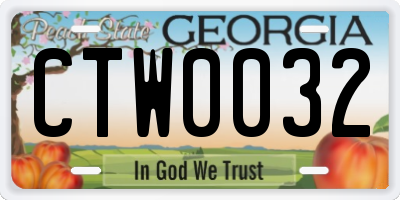 GA license plate CTW0032