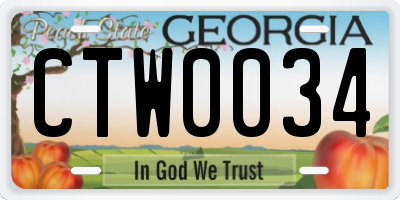 GA license plate CTW0034